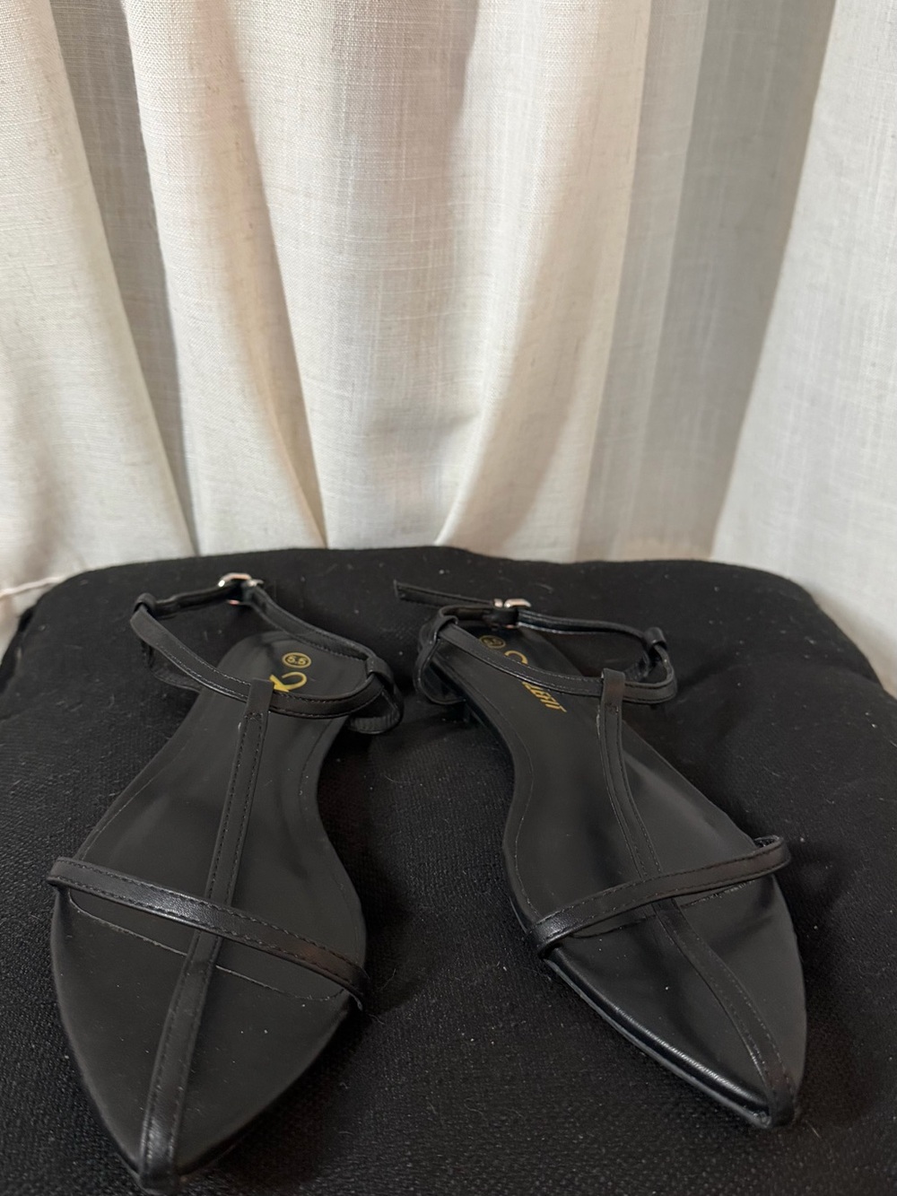 SHEIN Black Pointed Toe Ankle Strap Sandals